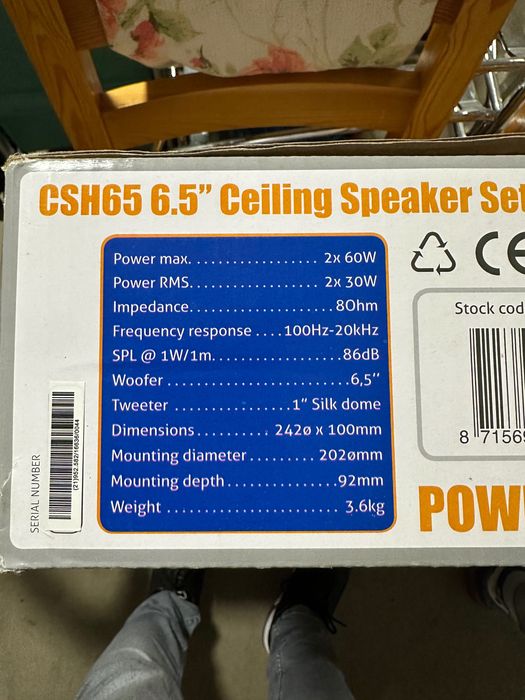 Таванни Спикъри Тонколони Bluetooth Стерео Power Dynamics CSH65 6.5"