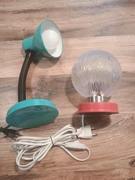 Lampa vintage sticla și metal ,lampa lucru birou