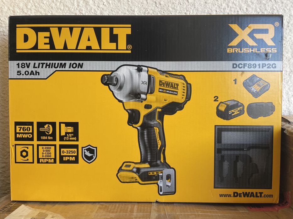 DeWALT  DCF891P2G-QW XR. Impact cu Patrat De 1/2, Pt Mecanici, Original Nou !