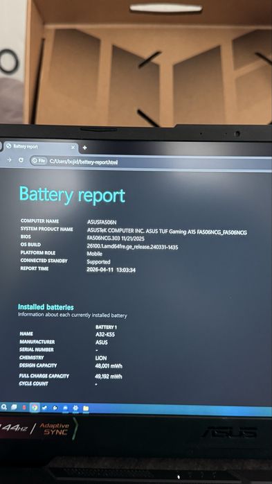 ASUS TUF A15 Ryzen 7 / 32GB RAM / RTX  3050/ 1TB SSD / 144Hz / Като нов