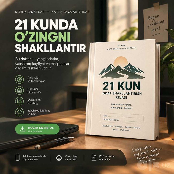 Odat daftari - 21 kunlik reja | reja, namoz, shukronalik