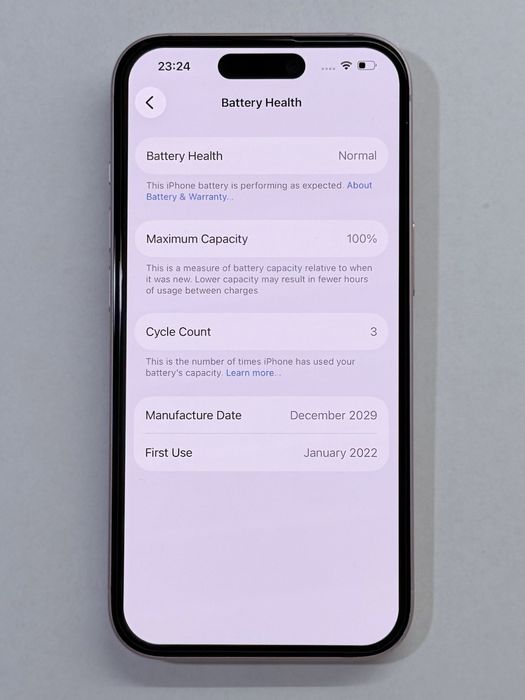 iPhone 15 Pink 100% battery
