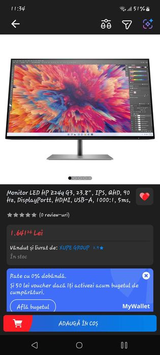 Monitor LED HP Z24q G3, 23.8", IPS, QHD, 90 Hz, 10Bit (1.07 miliarde)
