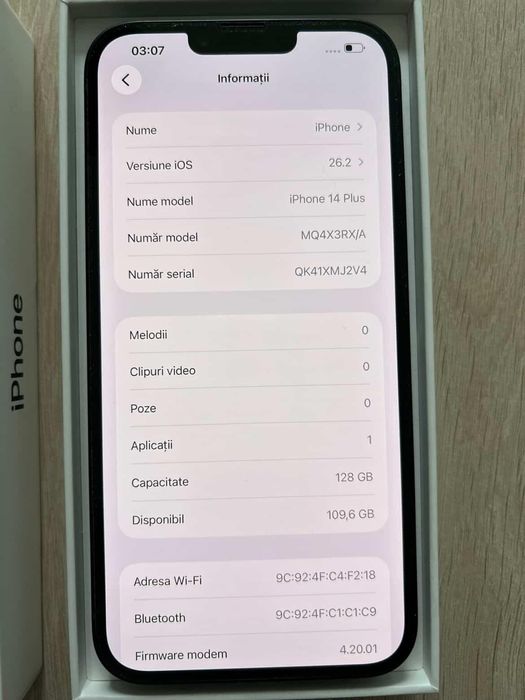 Vând Apple iPhone 14 Plus 128gb, negociabil