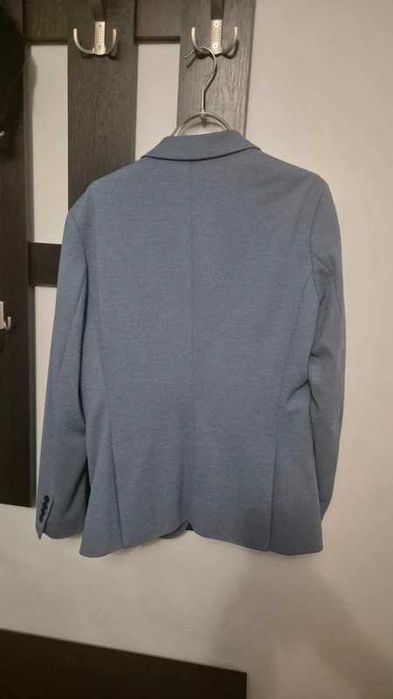 Costum nuntă (sacou+pantaloni) albastru (steel blue wedding suit) purtat o singură dată