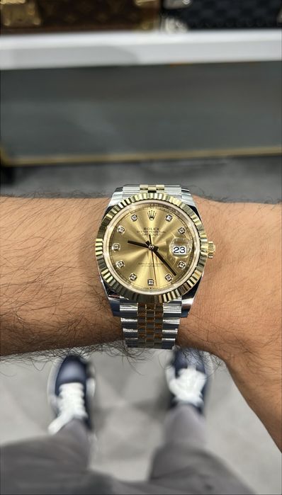 Rolex Date Just Diamond 41mm Champagne Dial