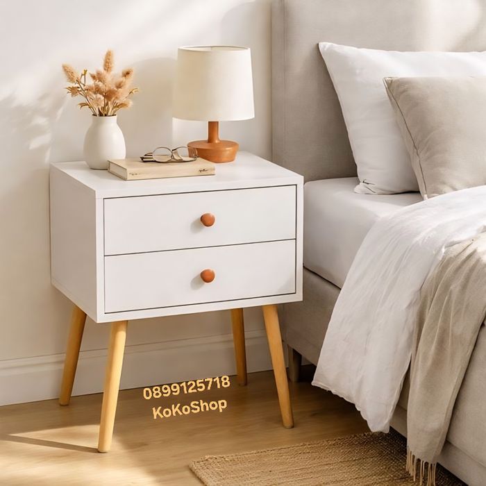 Нощно шкафче с две чекмеджета  - скандинавски стил