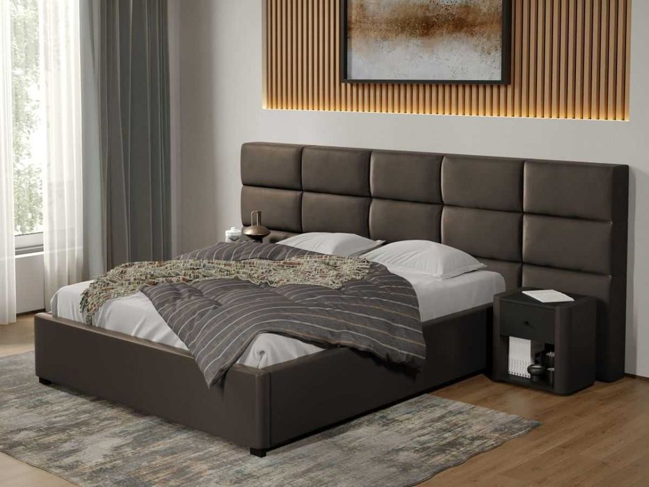 Pat Cico rabatabil 287 x 114 C2 din piele/stofa Ciocolatiu Nube 29