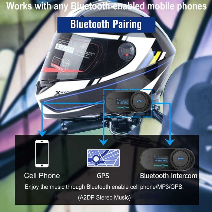 Sistem de comunicare moto Intercom FreedConn Tcom-VB/SC, Bluetooth,pachet 2 buc,sigilat