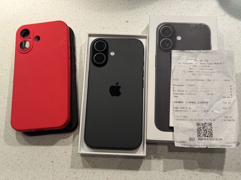 iPhone 16 128GB Black – Като НОВ, 100% Батерия, Гаранция 18м.!
