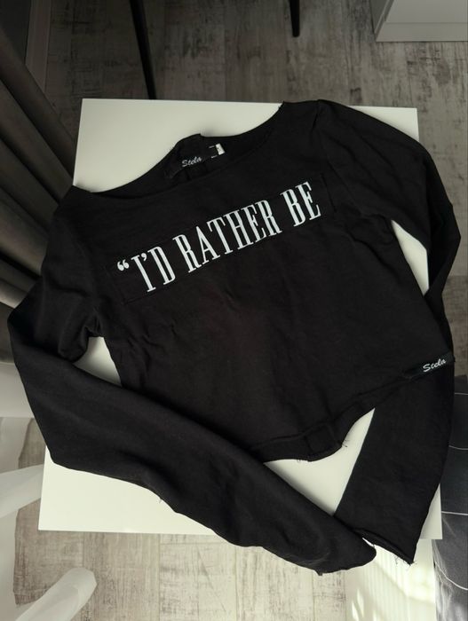 Черен топ Stela shop ("I'D RATHER BE)
