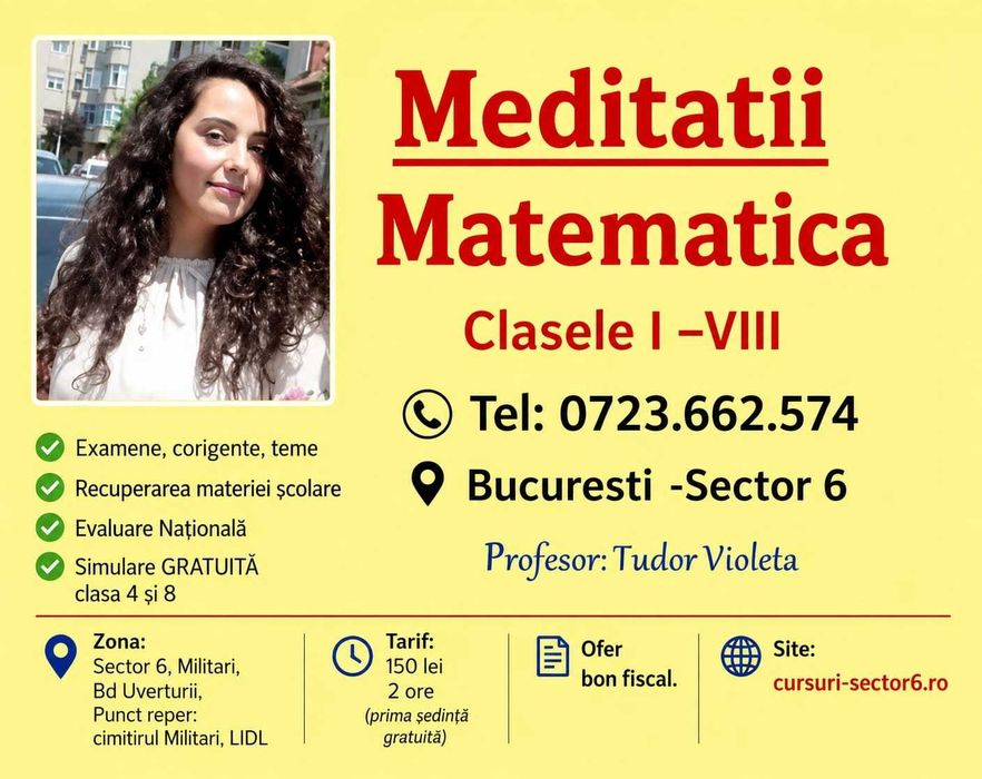 MATEMATICA sector 6 (Prima ședință gratuita)