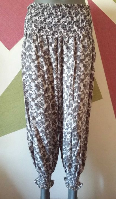 Pantaloni harem Salvari BoHo 3/4 bufanti fini comozi stofa moale gri
