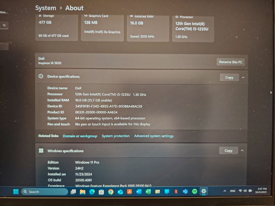 Laptop Dell inspiron 5620