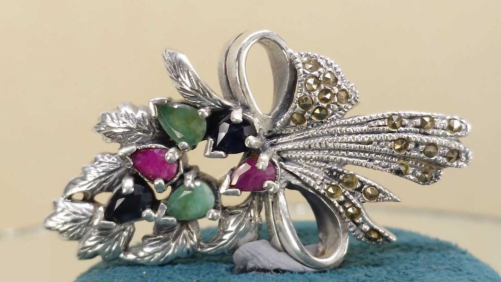 Broșă Masivă "Buchet Regal" – Argint Rodiat 10.2g