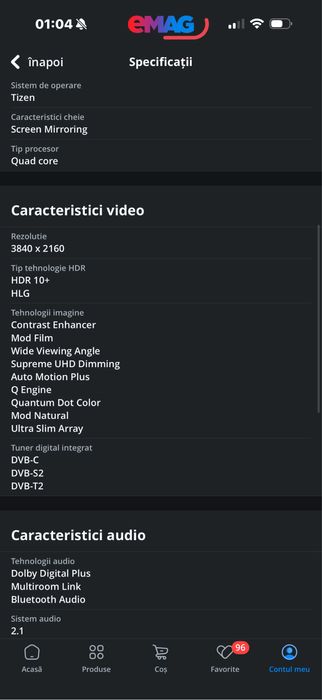 Vand tv samsung 123cm