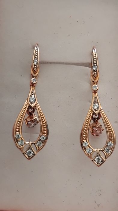 Руски златни обеци "Капчици "