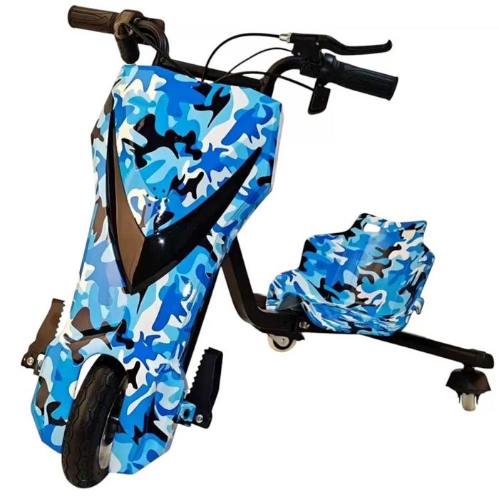 Tricicleta Electrica Drift pentru Copii – Model Camo Albastru
