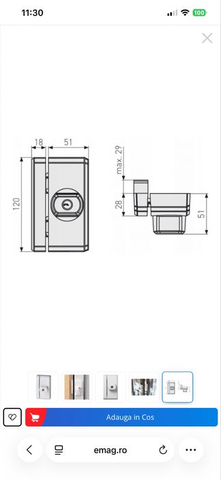 Lacat suplimentar Abus FTS96 alb cu 2 chei pentru ferestre si usi Protectie 10/10