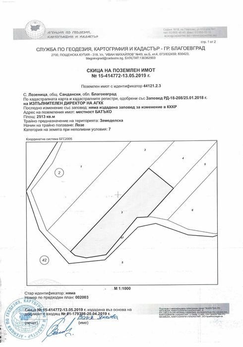 Продавам земеделска земя в село Лозеница, Община Сандански, НТП: ЛОЗЕ