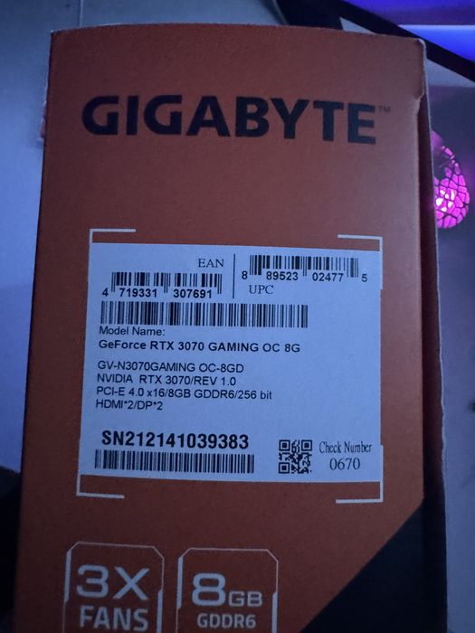 RTX 3070 Gigabyte OC 8GB