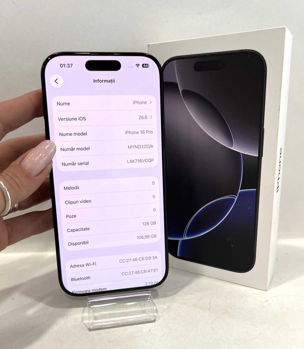 iPhone 16 Pro, 128GB, garantie 7 luni,  Black Titanium!