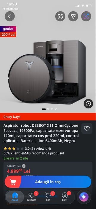 Aspirator robot DEEBOT X11 OmniCyclone Ecovacs