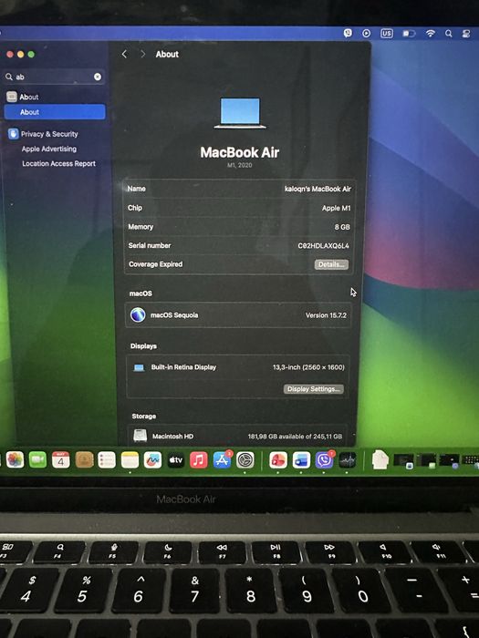 Macbook air m1 2020