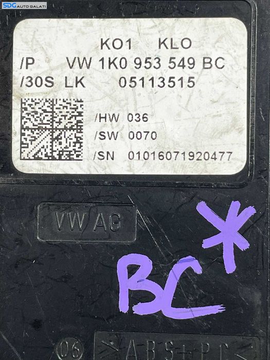 Calculator Modul Coloana Volan Volkswagen Jetta 3 MK3 2005 - 2011 Cod 1K0953549BC [LR0118]