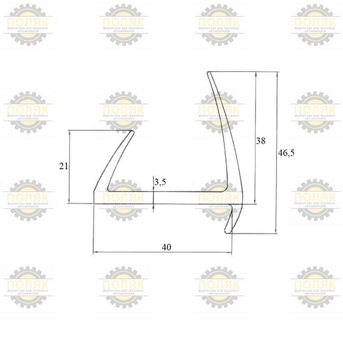 Уплотнитель ворот фургона 40мм