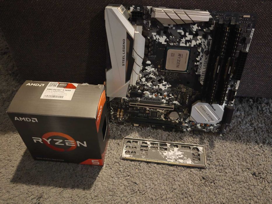 ASRock B450M Steel Legend + Ryzen 5 5600, шестядрен 3.5/4.4GHz АМ4 + 16GB РАМ DDR4