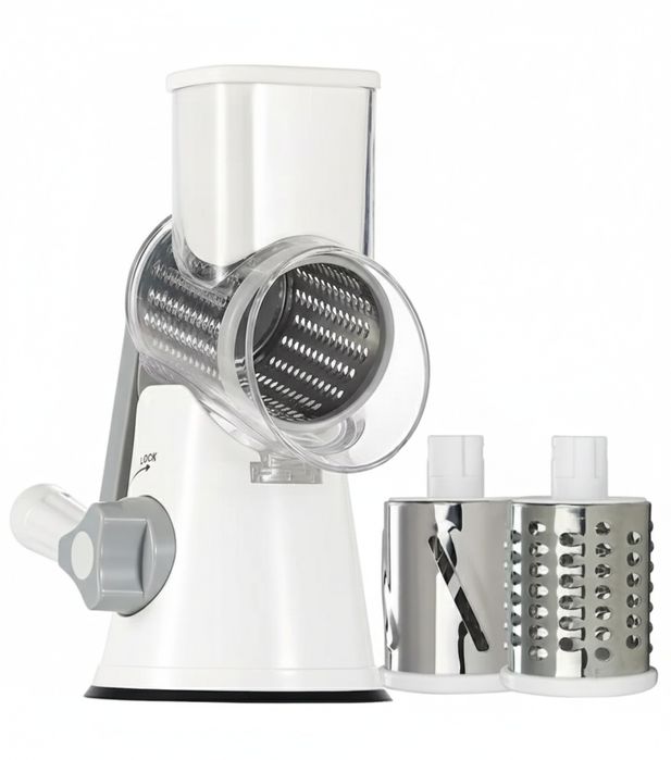 Razatoare de branza cu manivela, inox alimentar, cu 3 lame interschimb