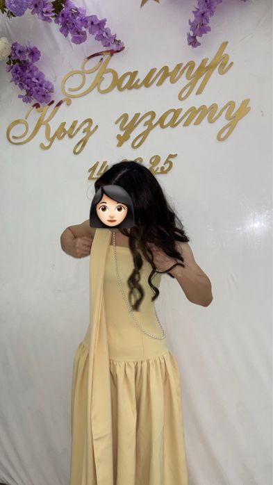 Желтое корсетное платье в пол (XS–S)