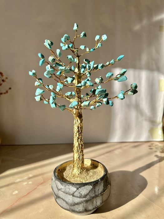 Дерево из бирюзы, дерево из натуральных камней, ручная работа