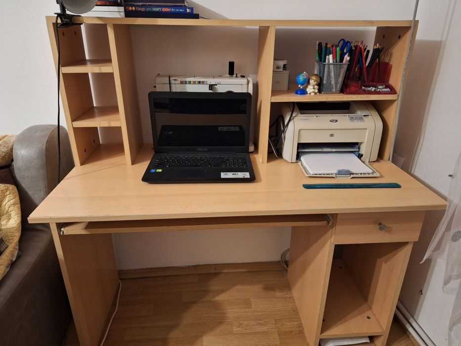 Birou multifuncțional cu raft- Masă de lucru.