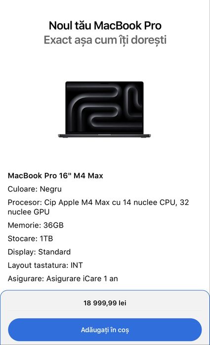Macbook Pro 16”  M4 Max + Garantia icare+ 2027