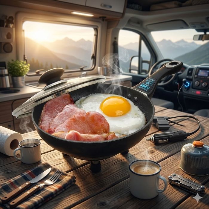 Компактен Електрически тиган за къмпинг 12V, 150W , 20см за запалка