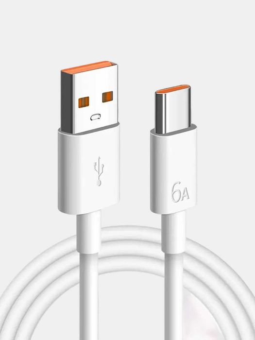 ОПТОМ USB кабель, 1 метр, Type-C, белый, 6A