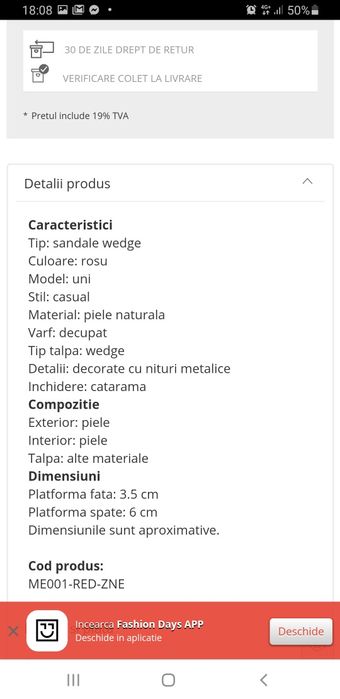 Sandale  noi rosii din piele marimea 40