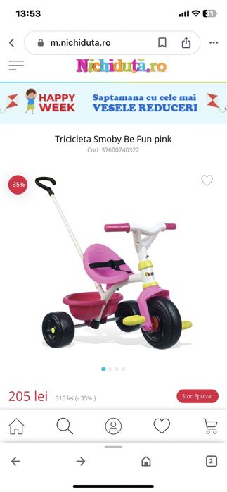 Vand tricicleta cu maner