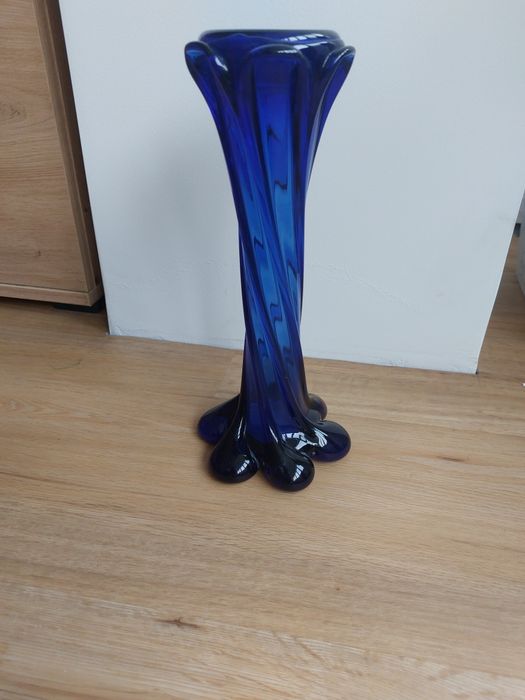 Accesoriu decorațiune înfrumusețare sticla hand made 1960 cobalt