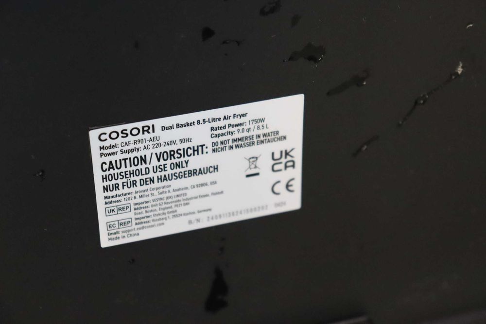 Фритюрник без мазнина Cosori Dual Basket CAF-R901-AEU, 8,5л