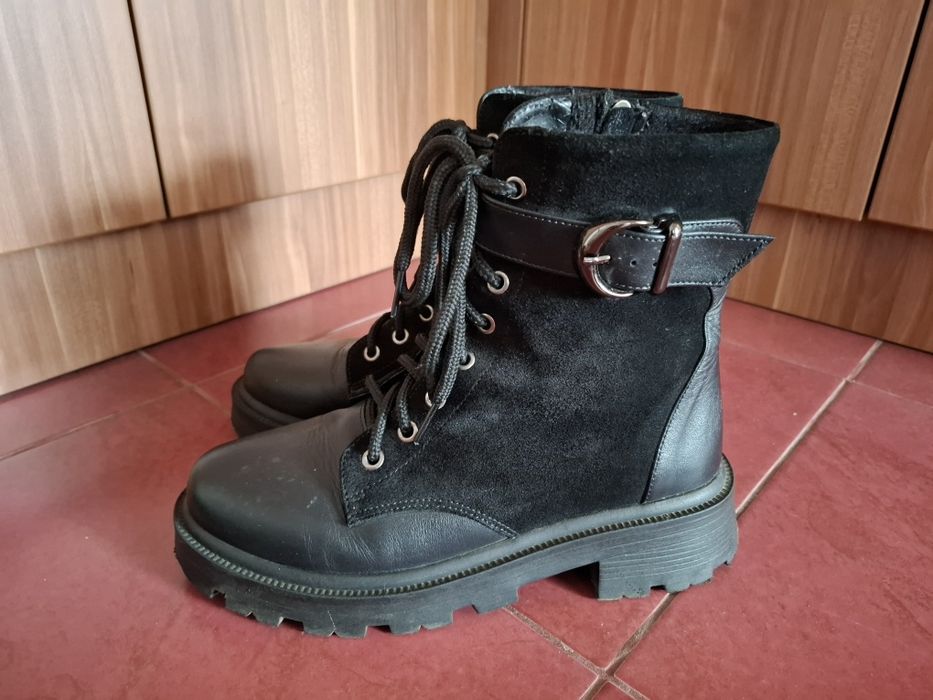 Кожени черни боти от естествена кожа