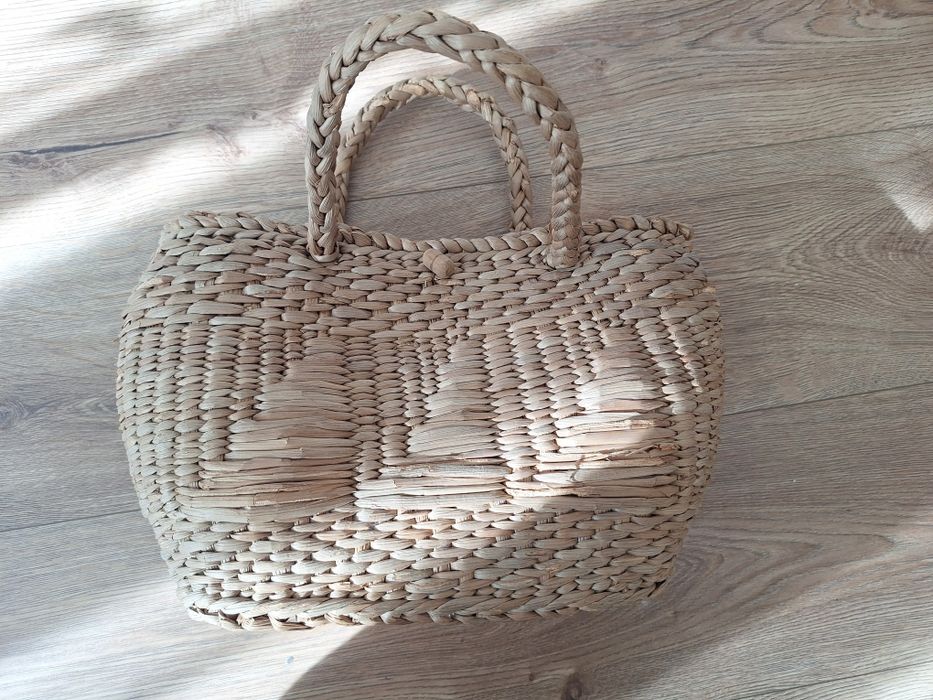 Плетена, сламена дамска чанта от 70-те