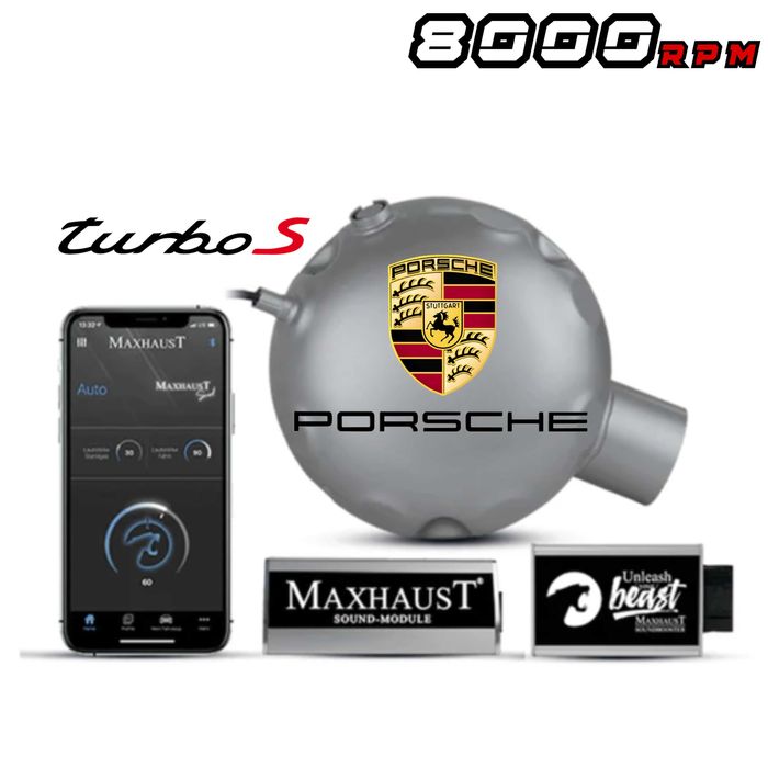 Спортен V8 Turbo S звук за Porsche Maxhaust v3 Active Sound генерация