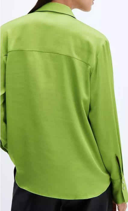 Cămașă fluidă satintată Mango  verde smarald, mărimea XL