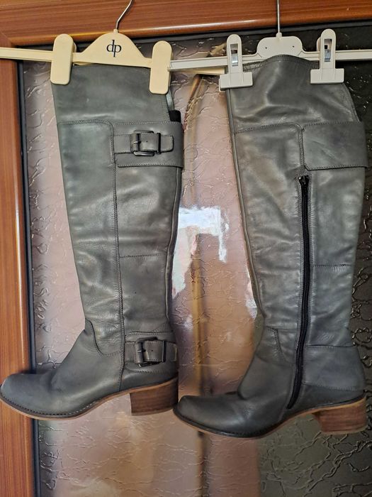 Cizme piele gri, lungi,  nr.37