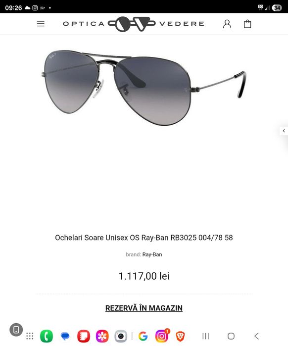 Ochelari ray ban originali cu filigram pe lentila
