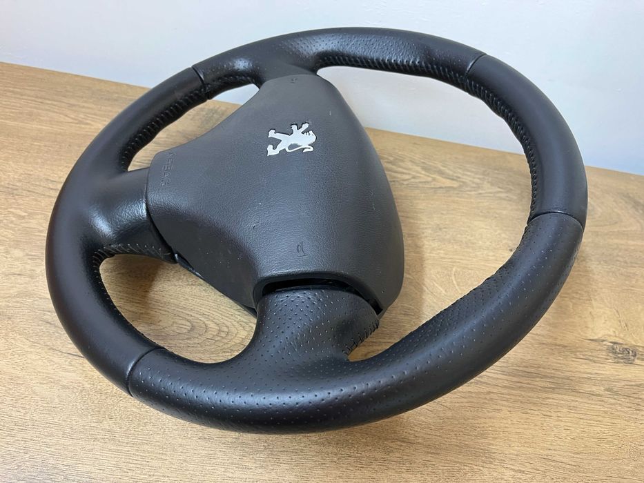 Оригинален с перфорирана кожа волан с еърбег Peugeot 206 Пежо 206 pejo