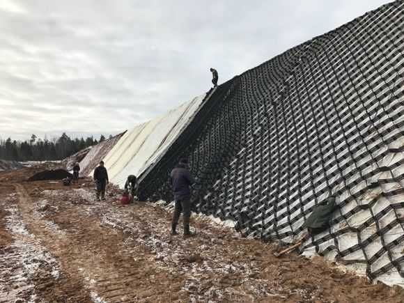 Объемная георешетка/ Georeshetka уклон, щебень, ландшафт